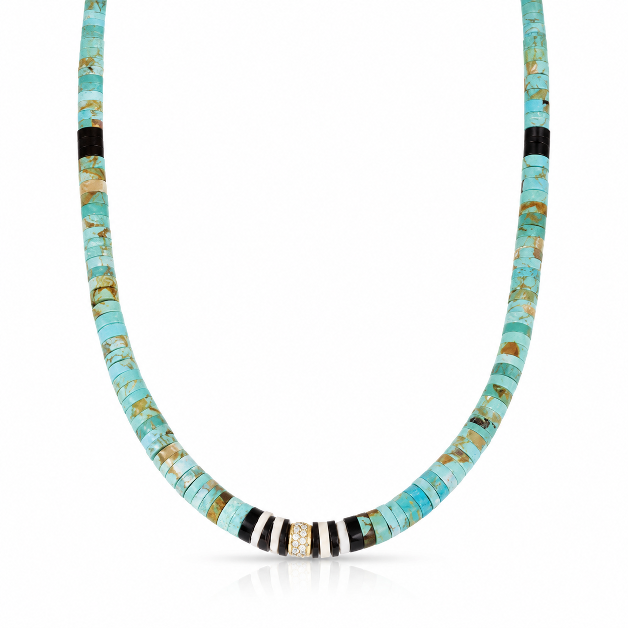 Turquoise and Mixed Heishi Bead Necklace – Jenna Blake