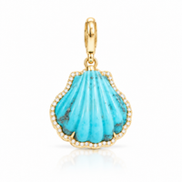 Carved Stone Shell In Diamond Frame Charm
