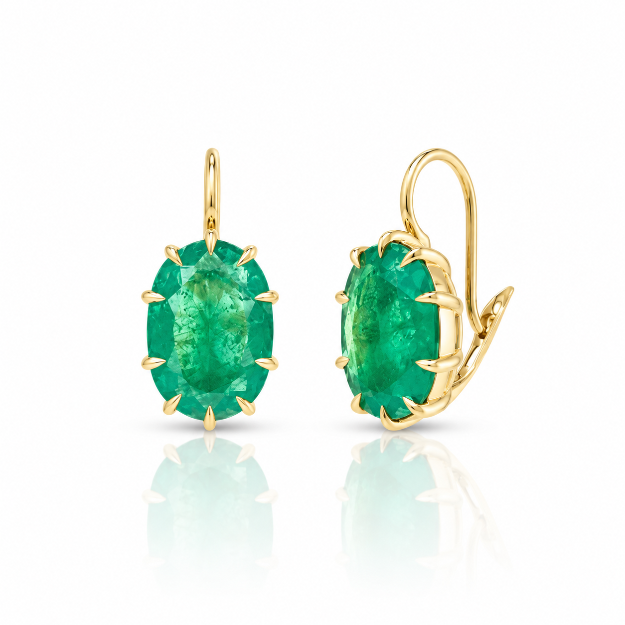 Victorian Oval Emerald Drop Earrings