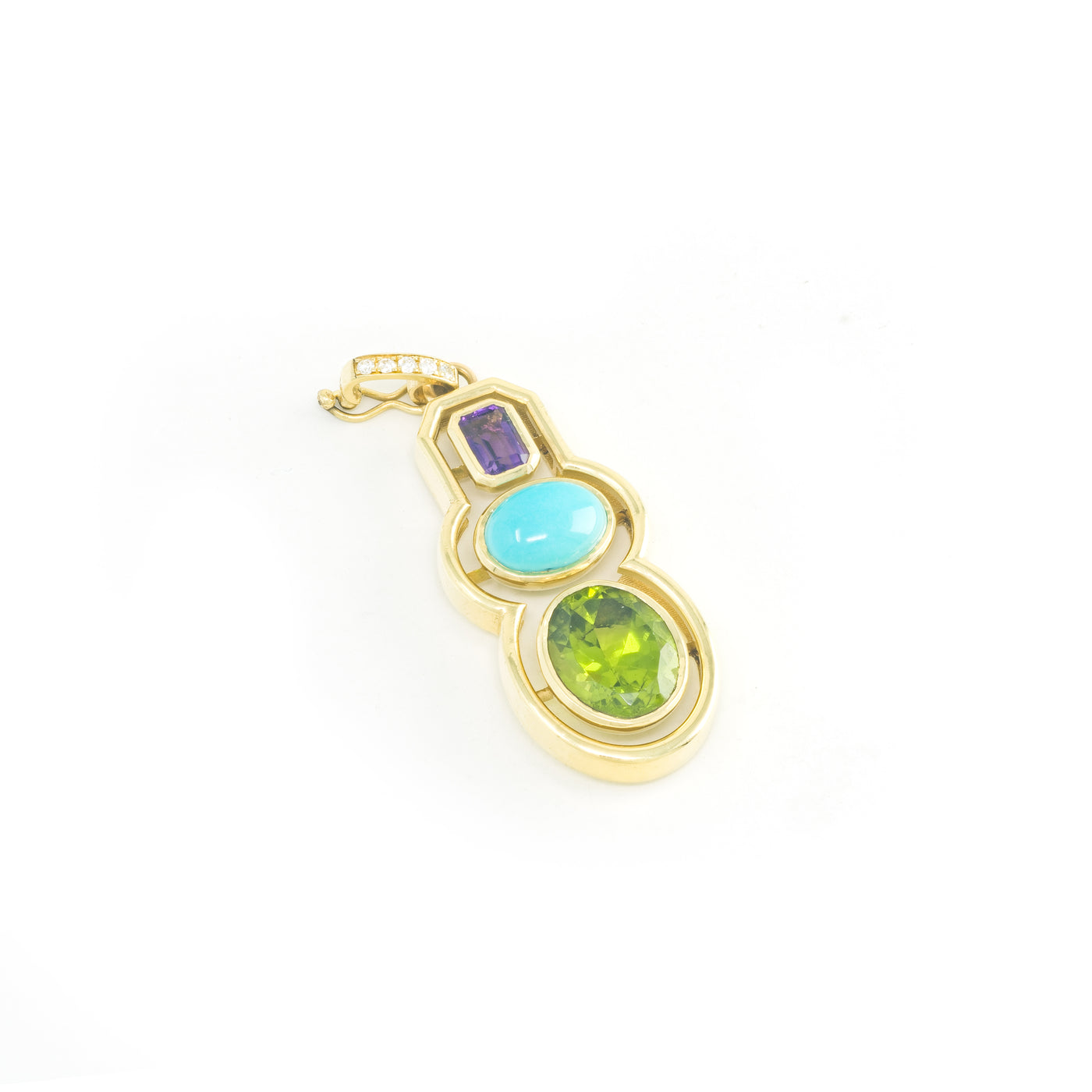 Amethyst, Turquoise and Peridot Morse Code Shadow Charm