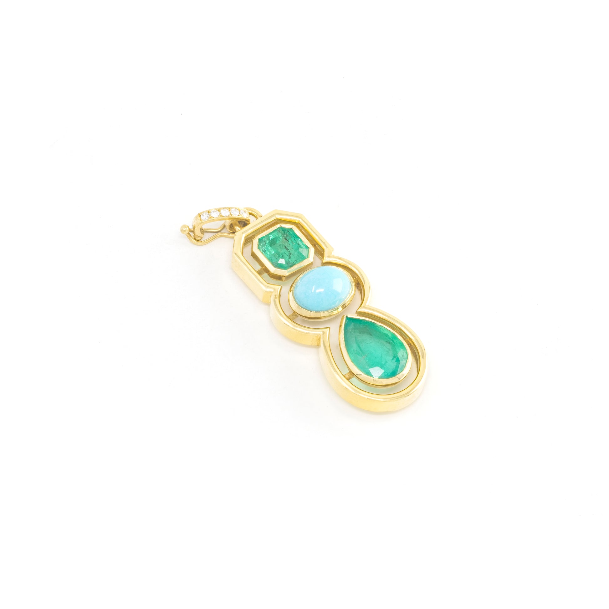 Emerald and Turquoise Morse Code Shadow Charm