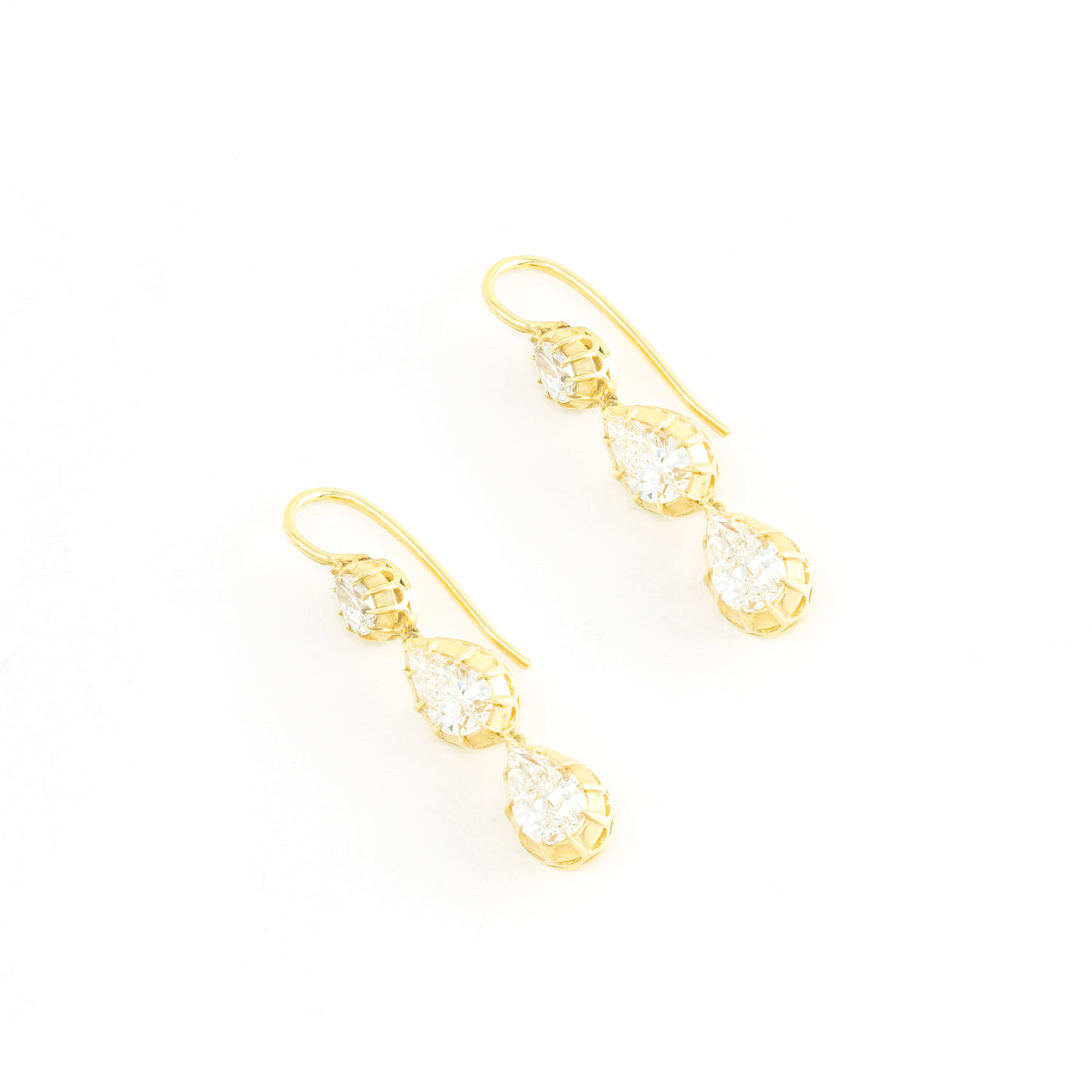 Victorian 3 Stone Diamond Drop Earrings