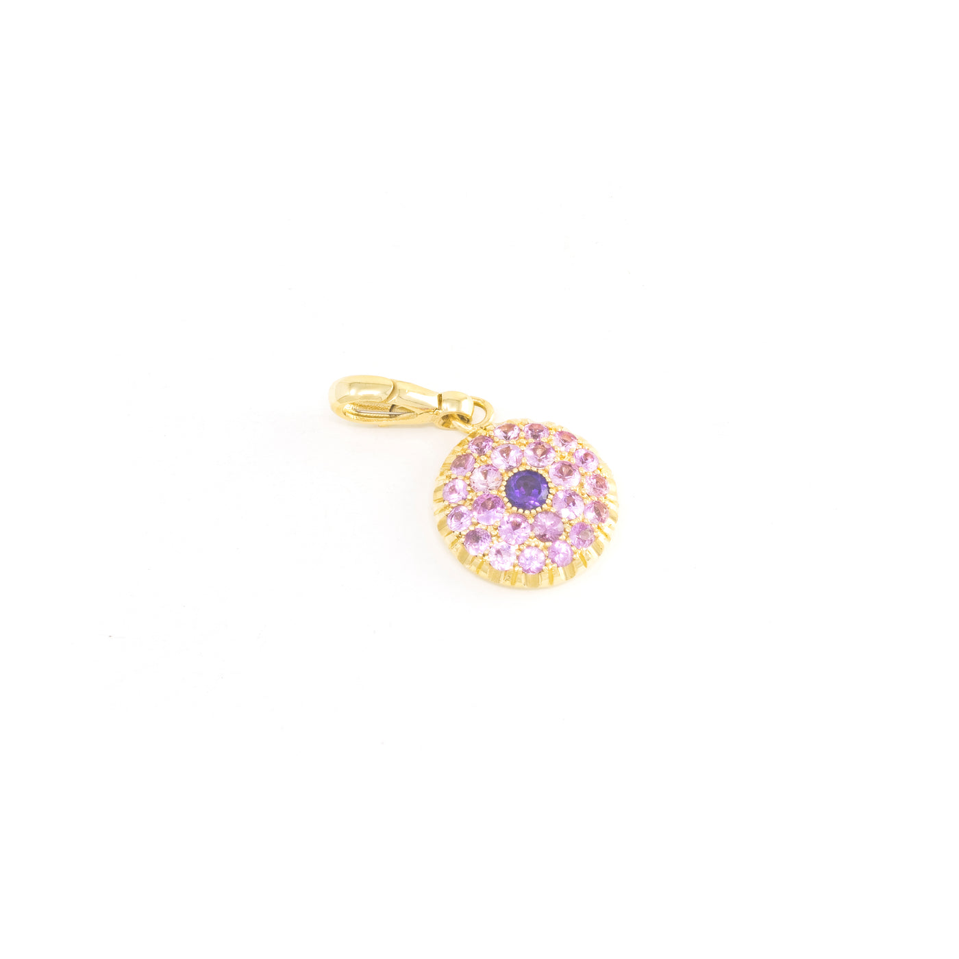 Pink Sapphire and Amethyst Full Moon Charm