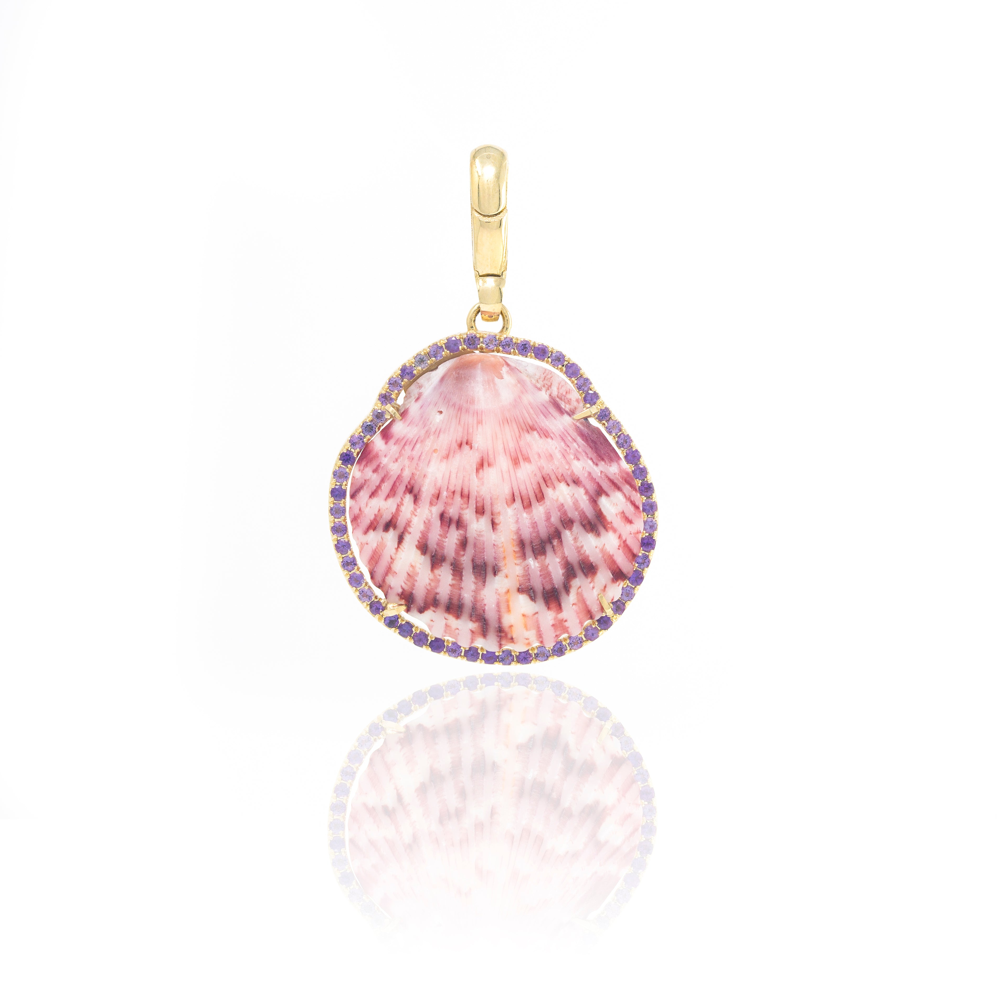 Natural Shell in Amethyst Frame Charm