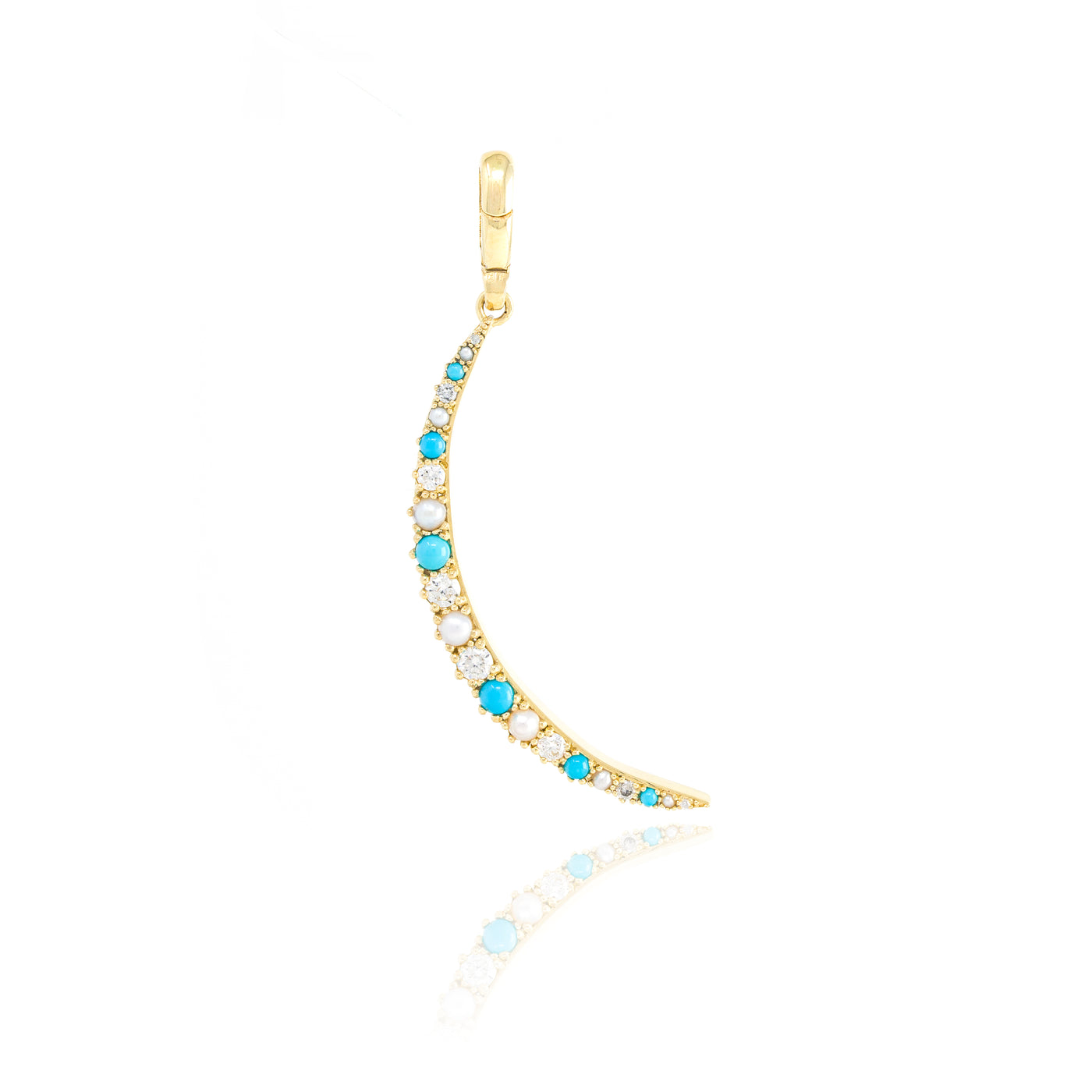 Small Mutli Stone Crescent Charm