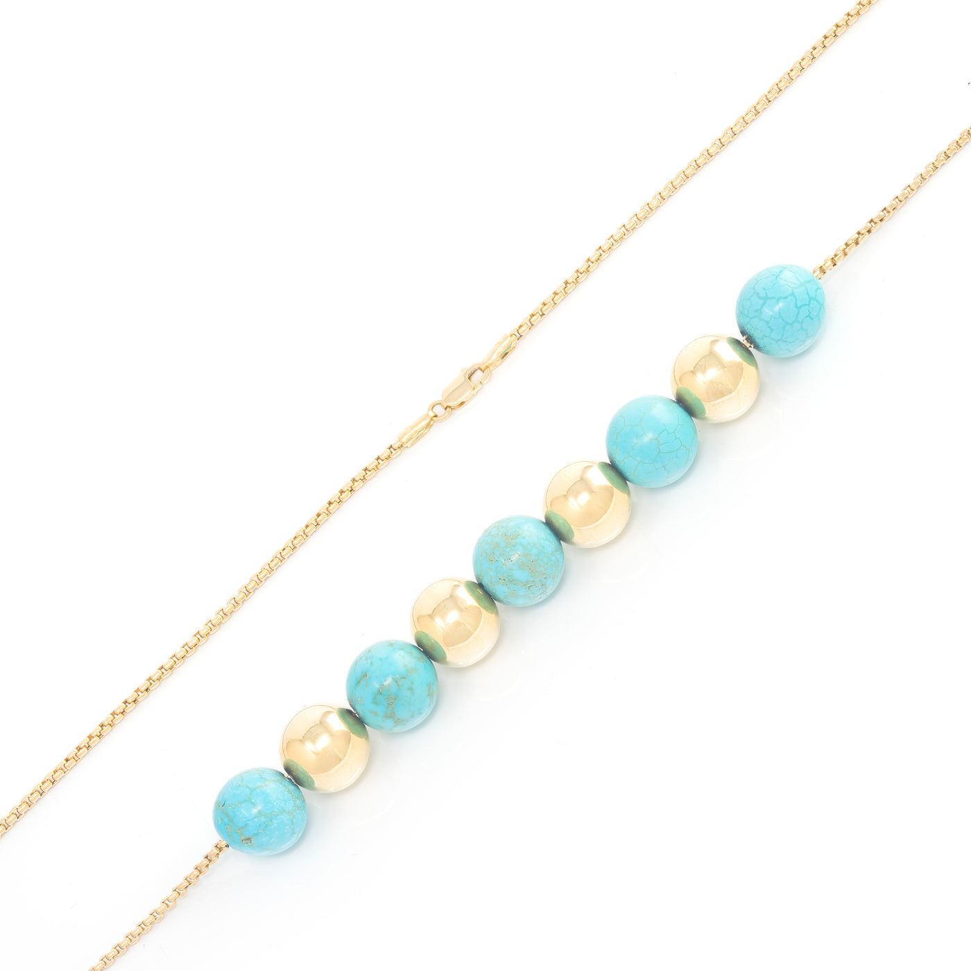 Gold and Turquoise Disco Ball Necklace