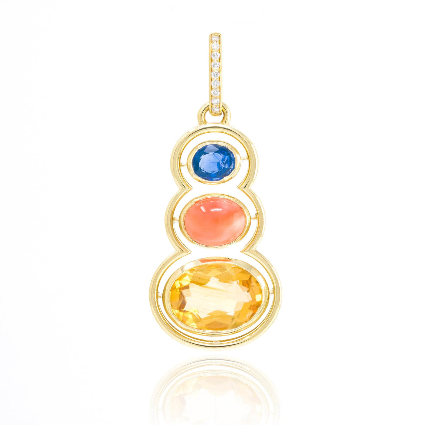 Blue Sapphire, Coral, and Citrine Morse Code Shadow Charm