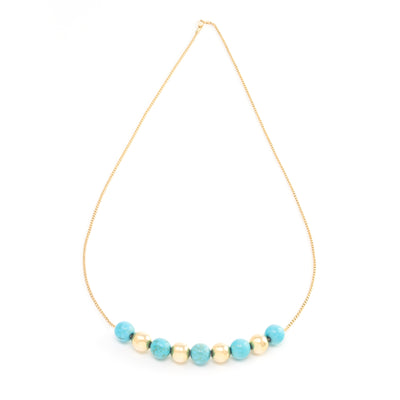 Gold and Turquoise Disco Ball Necklace