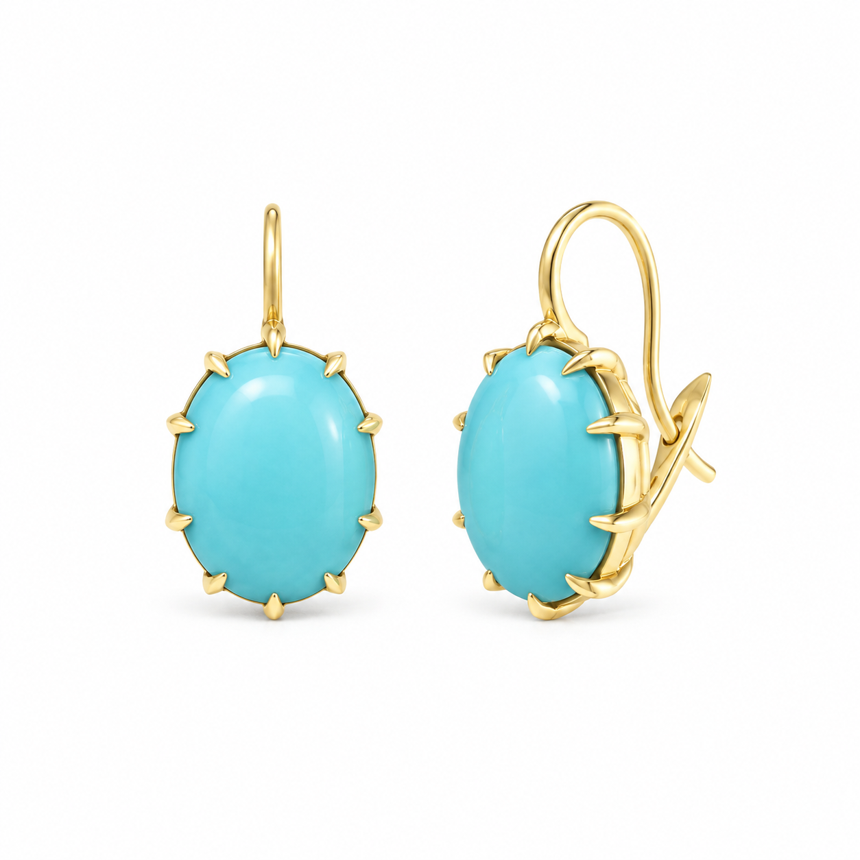 Victorian Oval Turquoise Drop Earrings
