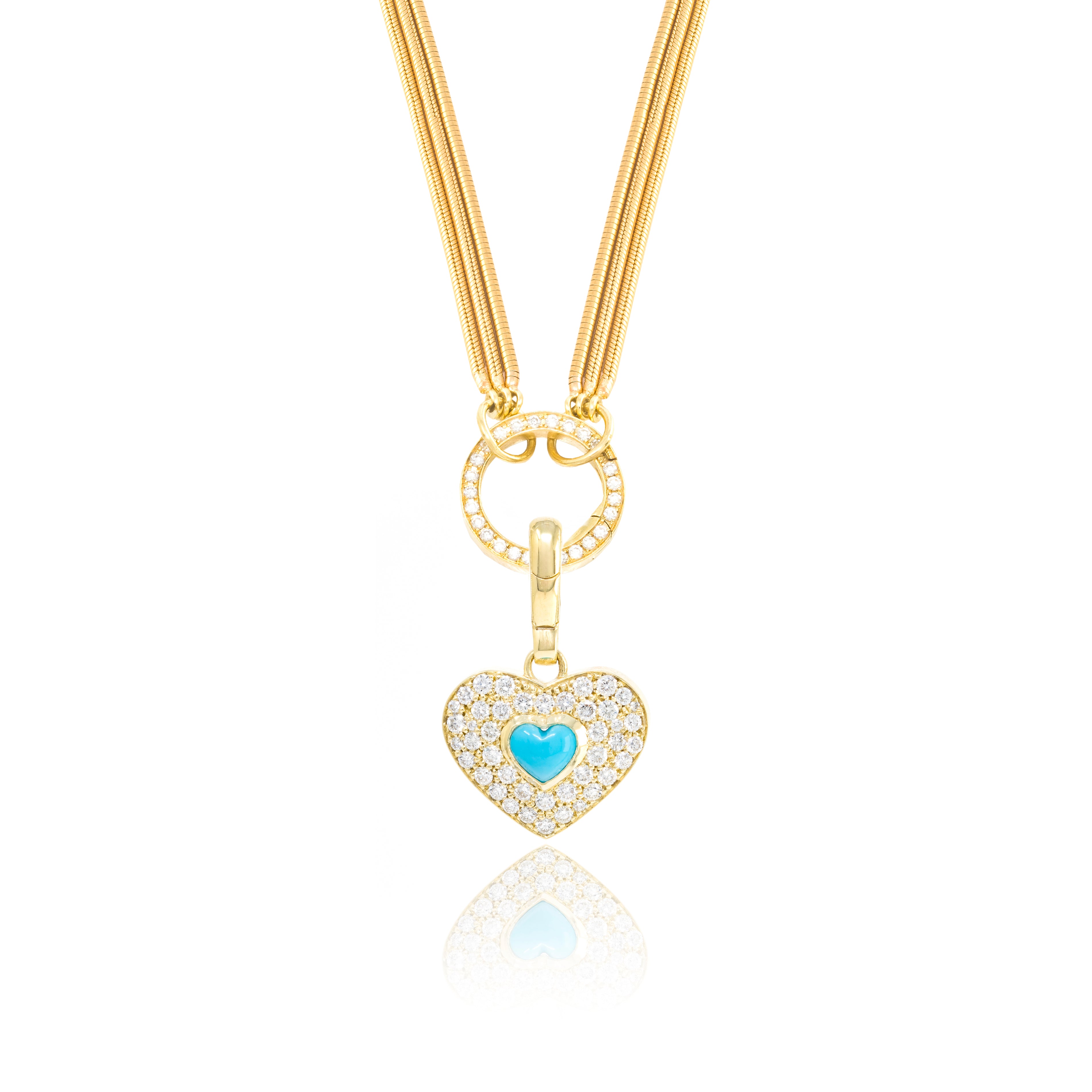 Turquoise and Diamond Pave Heart Charm