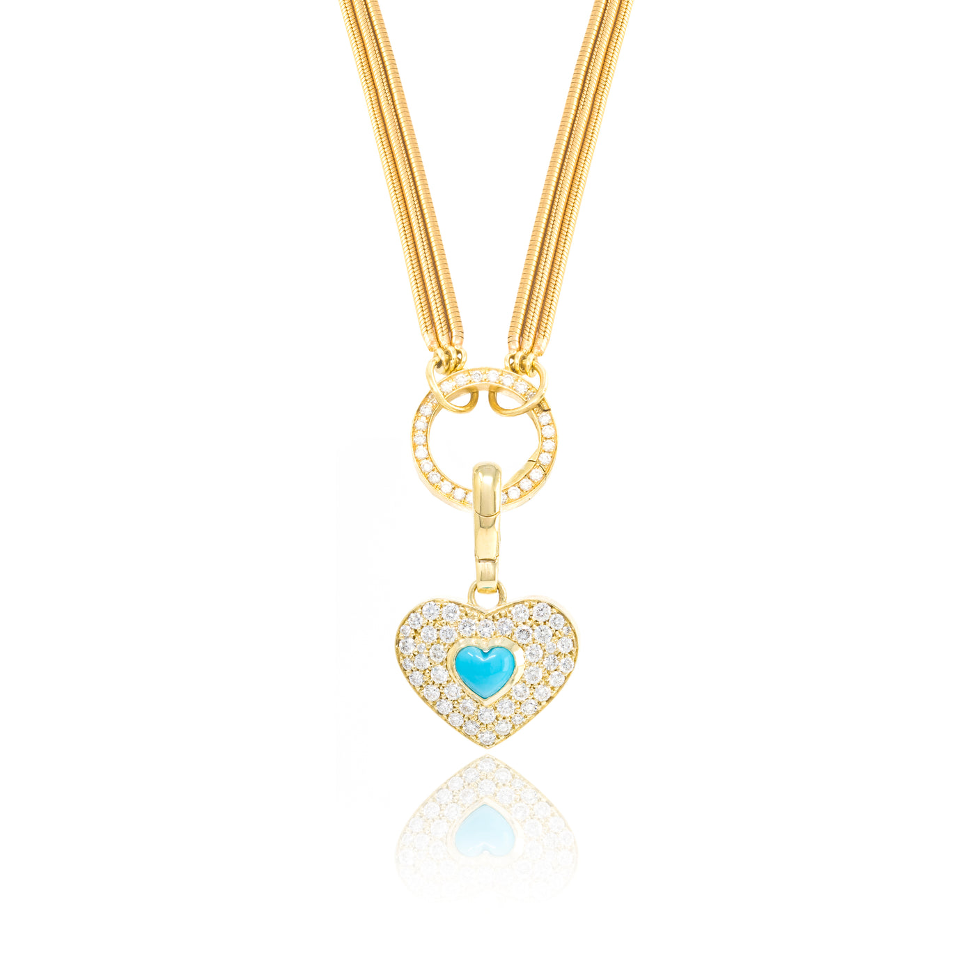 Turquoise and Diamond Pave Heart Charm