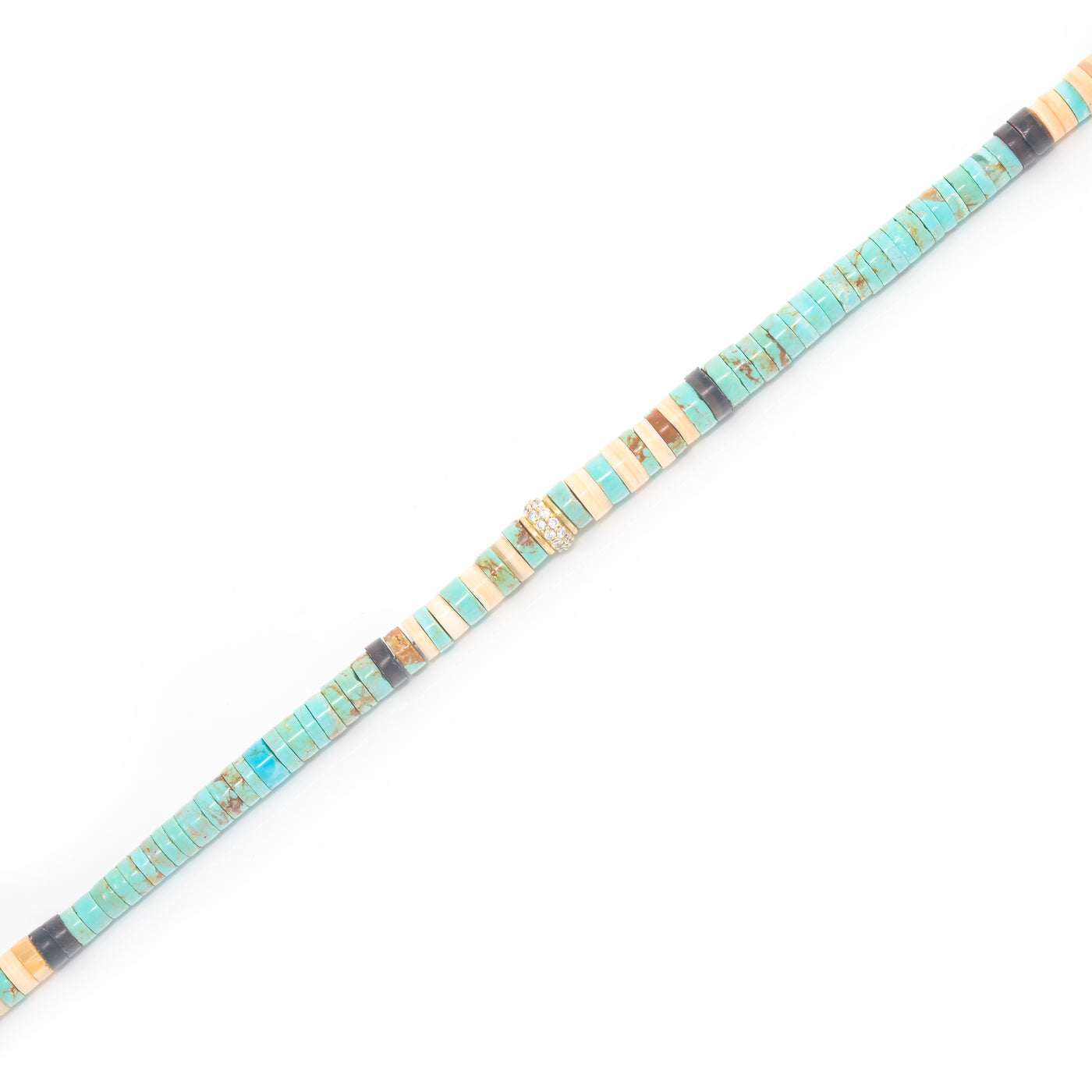 Turquoise Cream and Brown Heishi Beaded Necklace