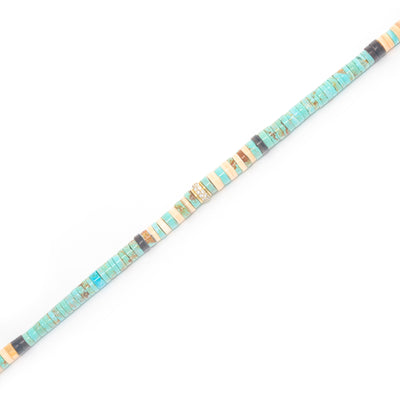 Turquoise Cream and Brown Heishi Beaded Necklace