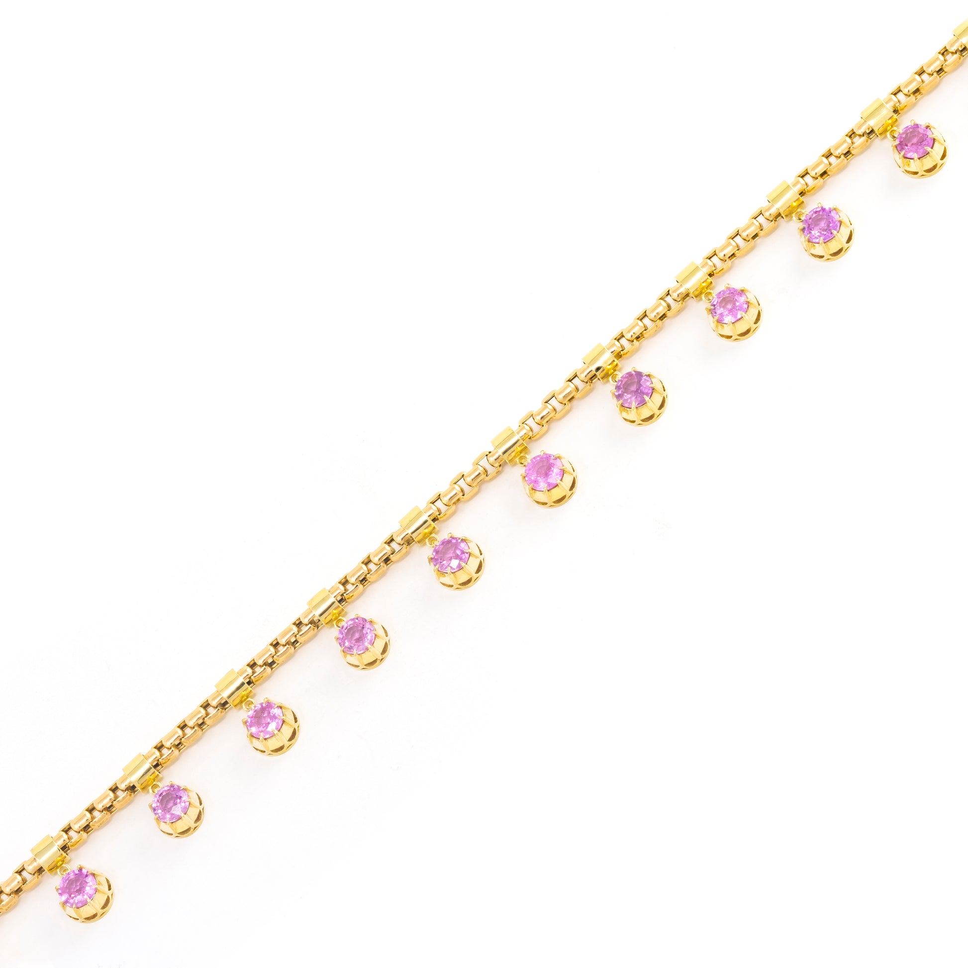 Pink Sapphire Box Fringe Necklace