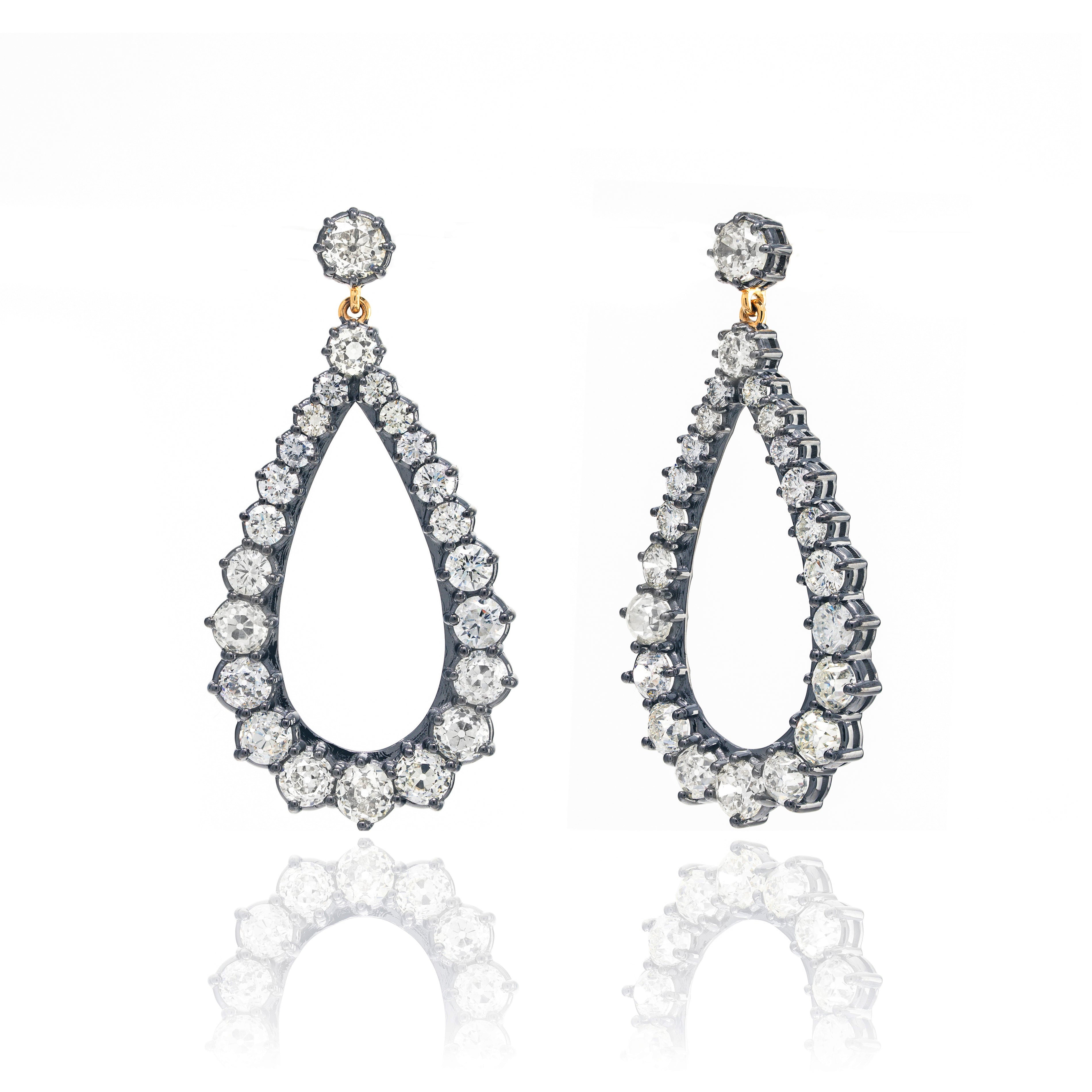 Blackened Diamond Chandelier Hoops