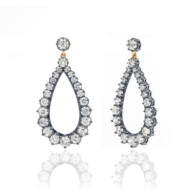 Blackened Diamond Chandelier Hoops