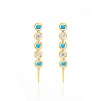 Turquoise and Diamond Shadow Fringe Earrings