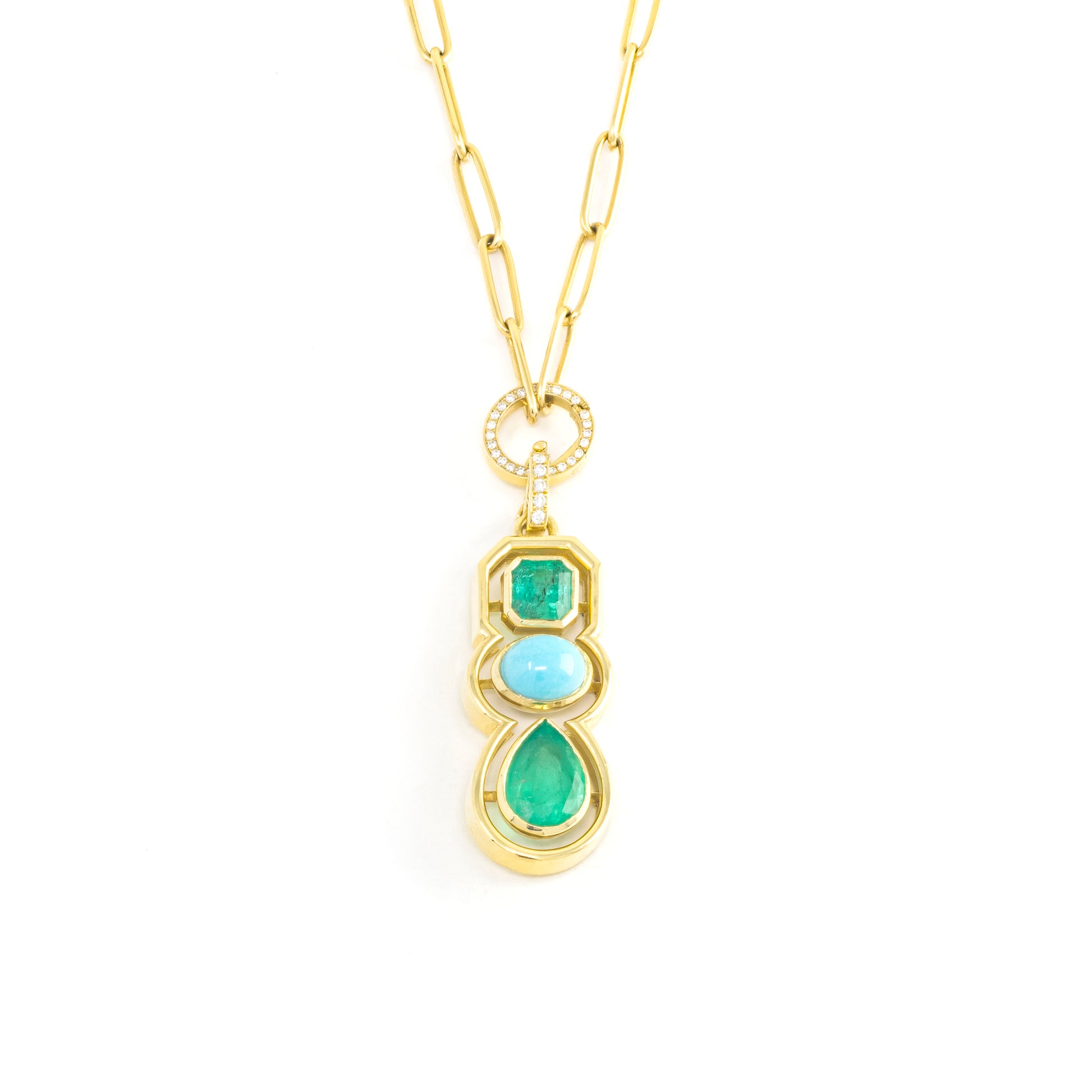 Emerald and Turquoise Morse Code Shadow Charm