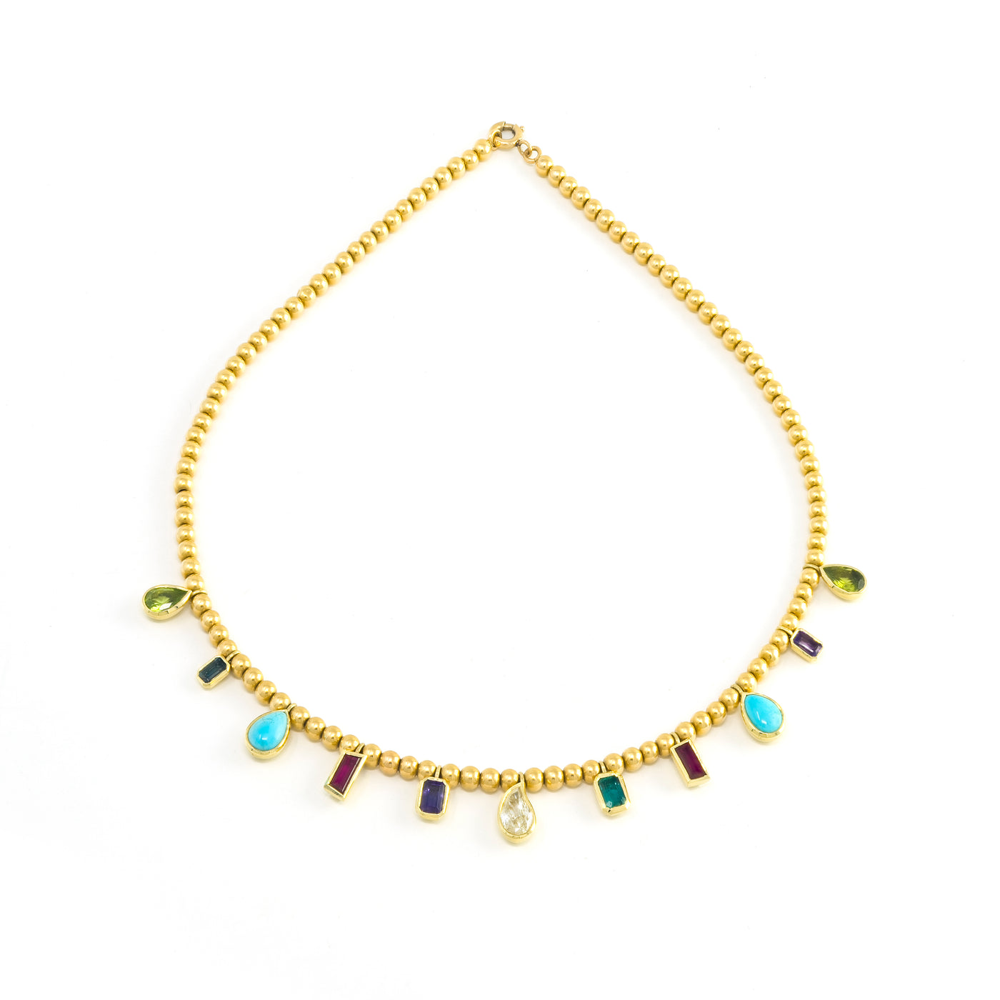 Multi Color Bezel Set Fringe on Ball Chain