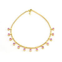 Pink Sapphire Box Fringe Necklace