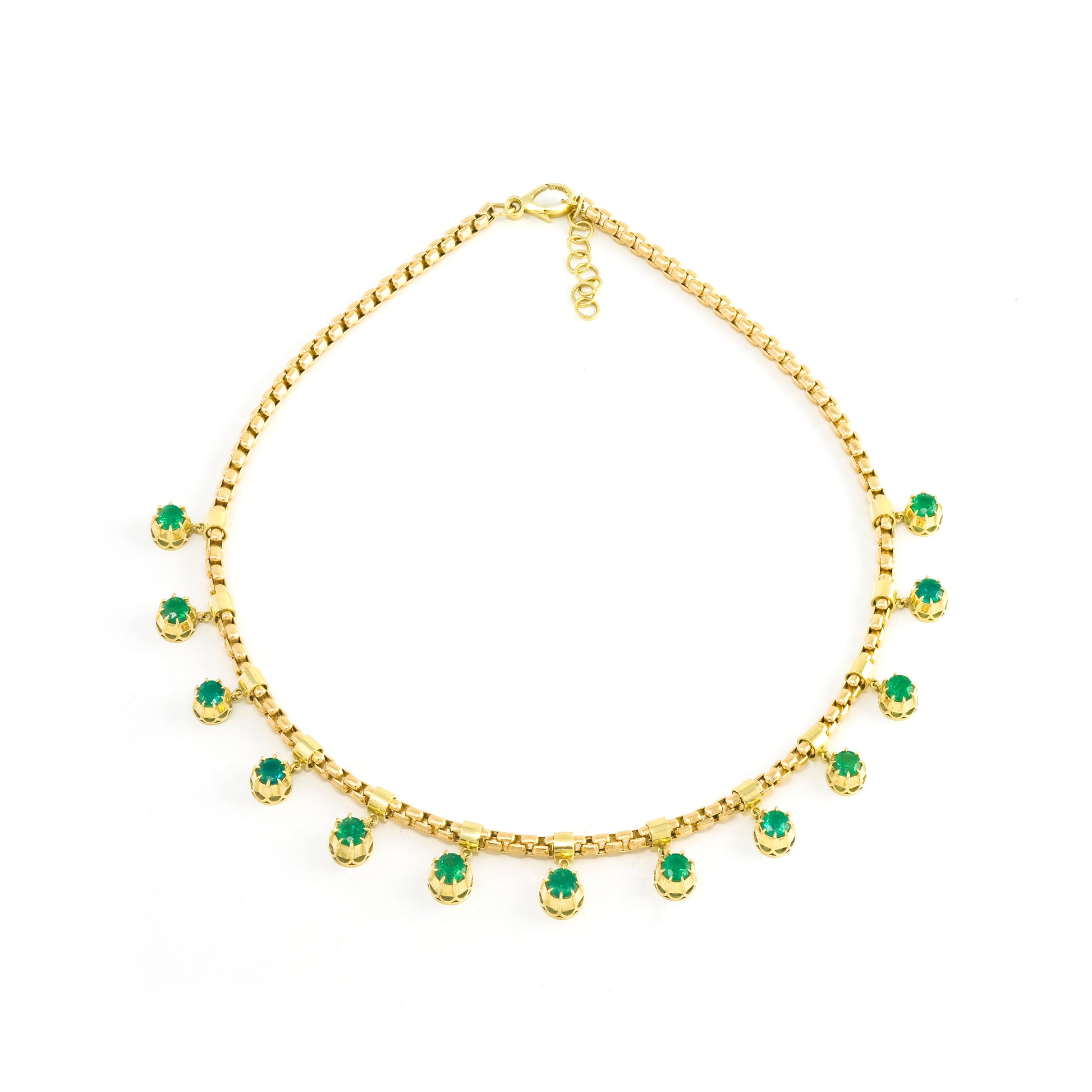 Emerald Box Fringe Necklace