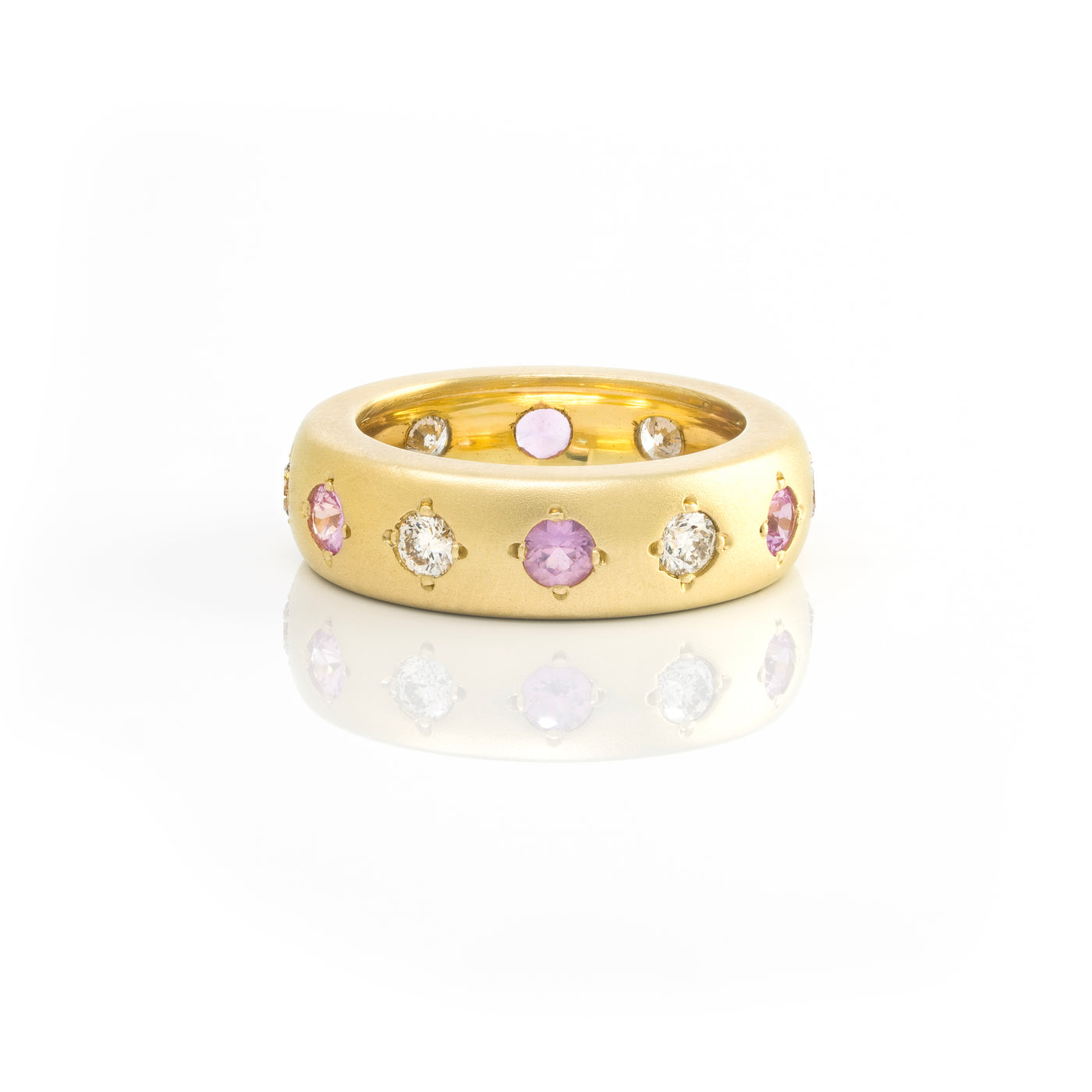 Pink Sapphire and Diamond Gypsy Band