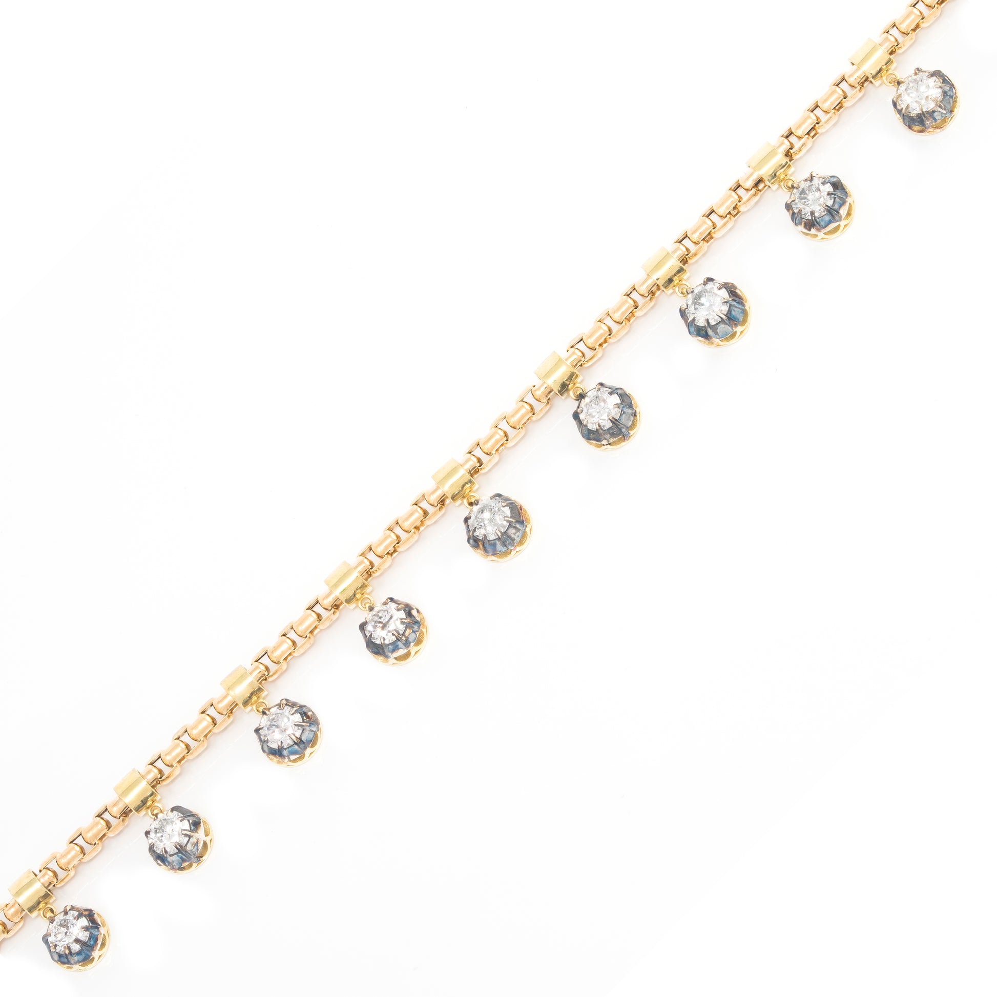 Blackened Diamond Box Fringe Necklace