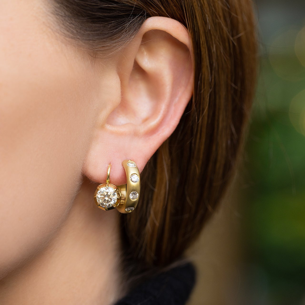 Victorian Round Diamond Drop Earrings