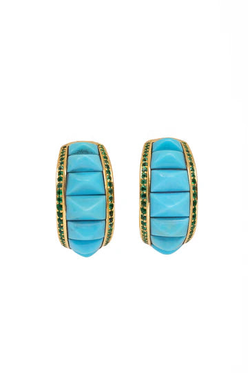 Turquoise Pyramid Hoops