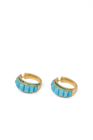 Turquoise Pyramid Hoops