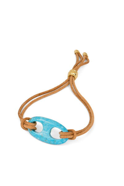 Turquoise Nautical Link on Leather