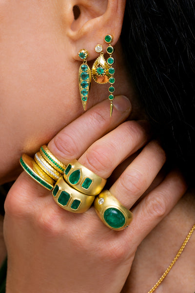 Paisley Emerald and Diamond Earrings
