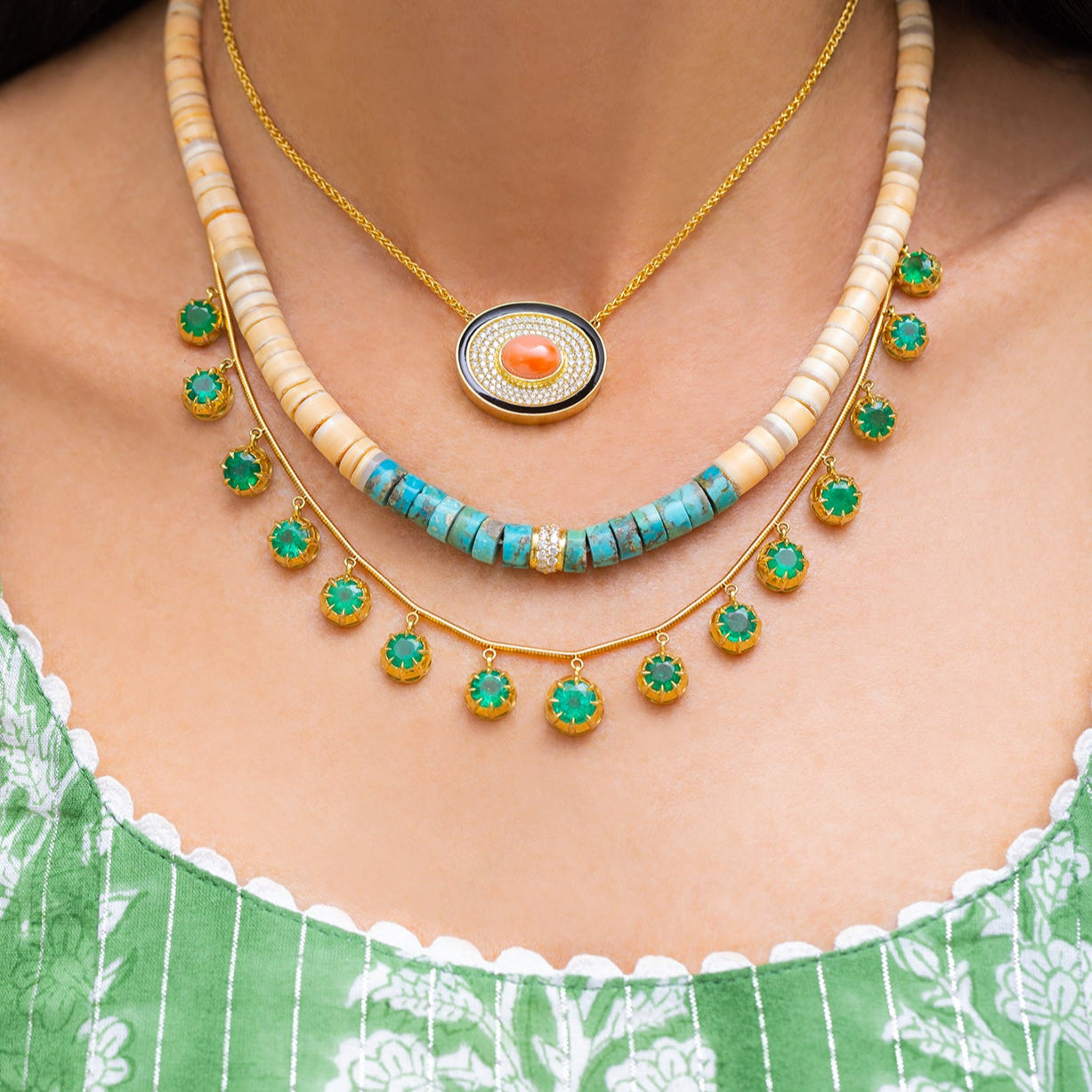 Emerald Fringe Necklace