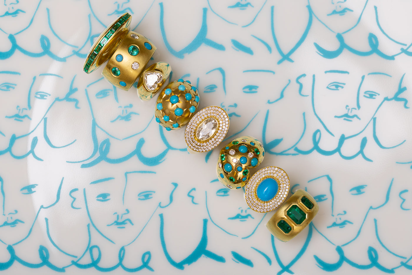 Diamond, Turquoise and Emerald Gypsy Cigar Band