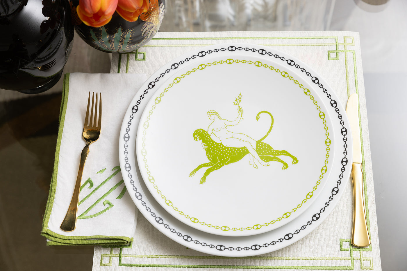 Green Dinner Plate, Set of 2