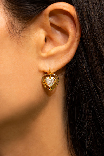 Shadow Heart Diamond Drop Earrings