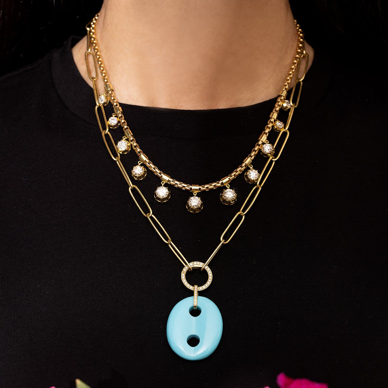 Diamond Box Fringe Necklace
