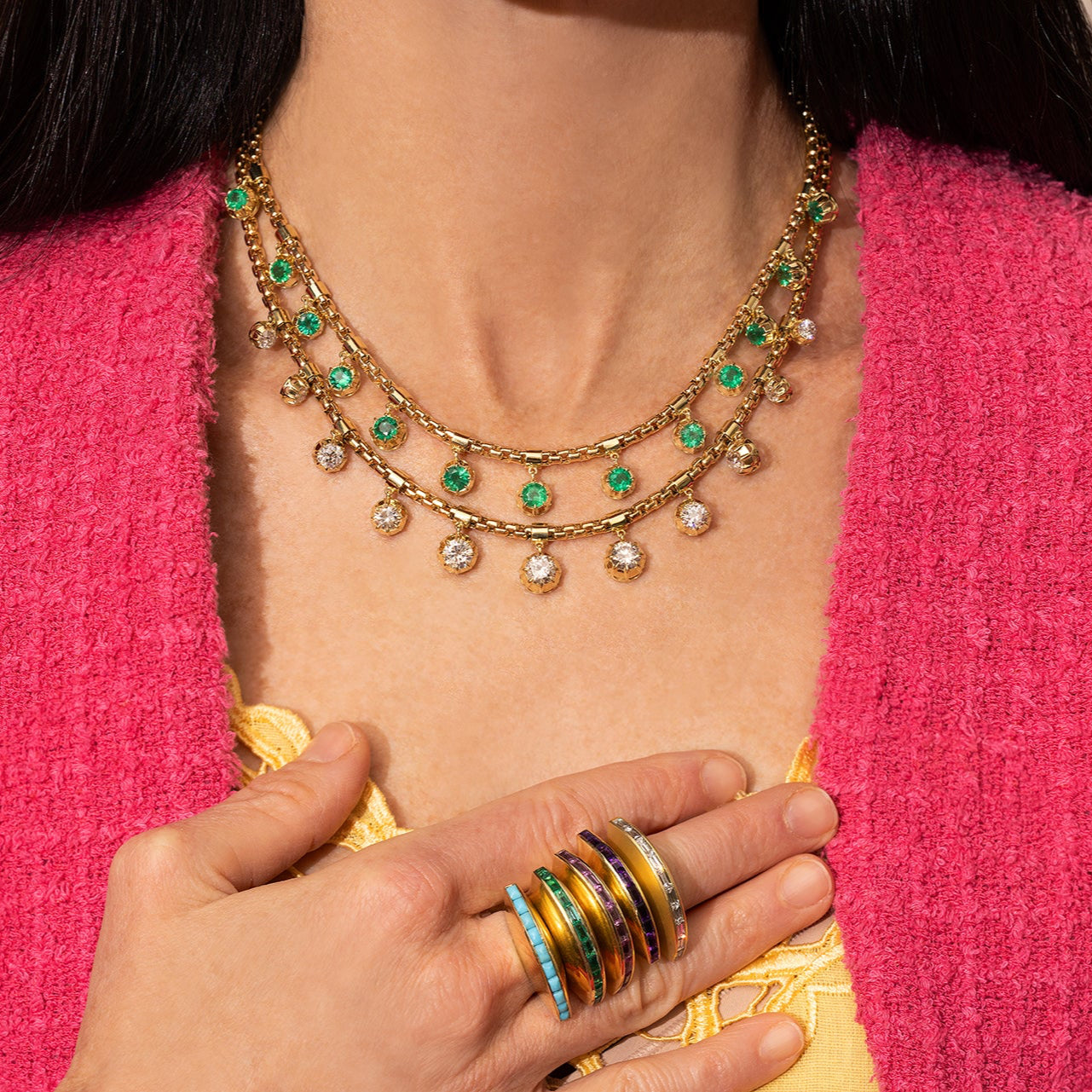 Diamond Box Fringe Necklace