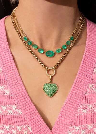 Emerald Palm Heart Charm