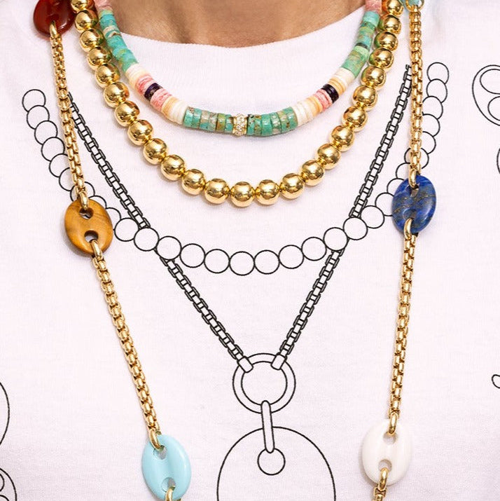 Multicolored Heishi Beaded Necklace