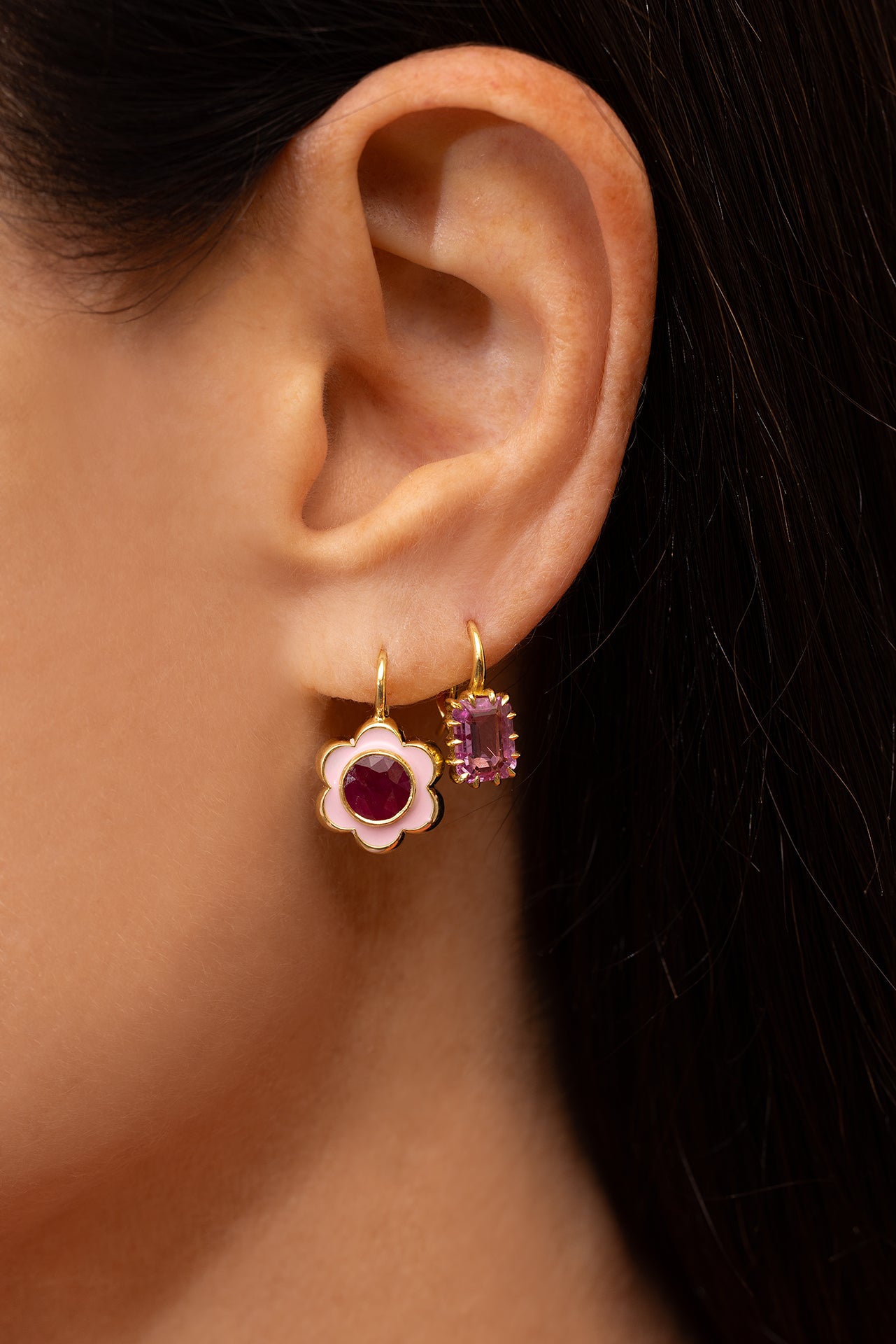 Enamel Flower Earrings