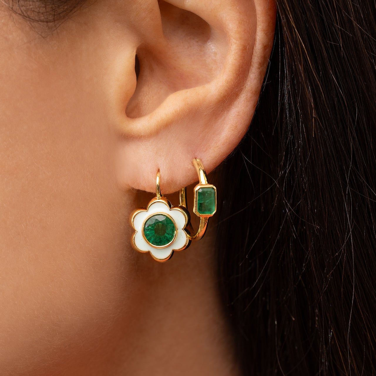 Enamel Flower Earrings