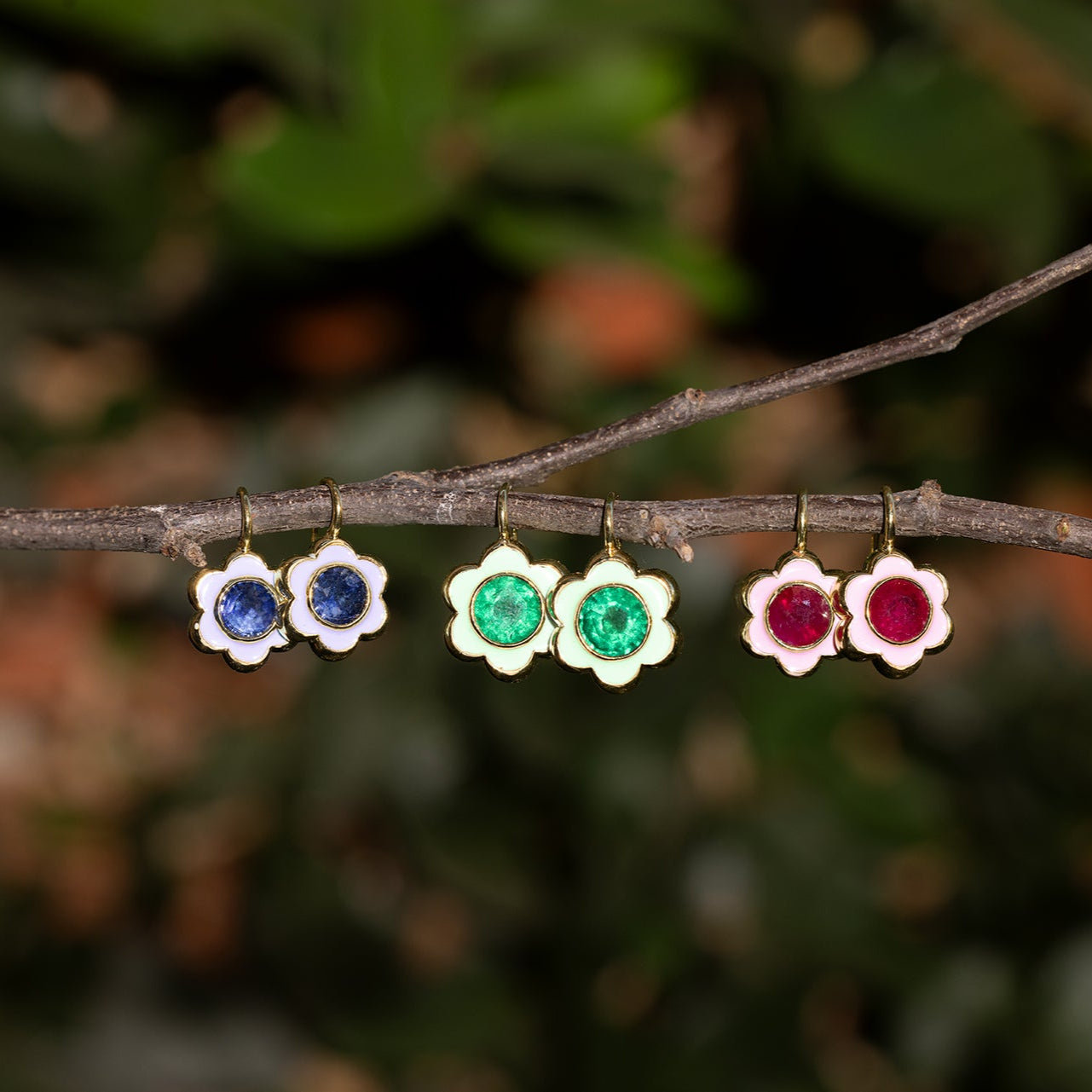 Enamel Flower Earrings