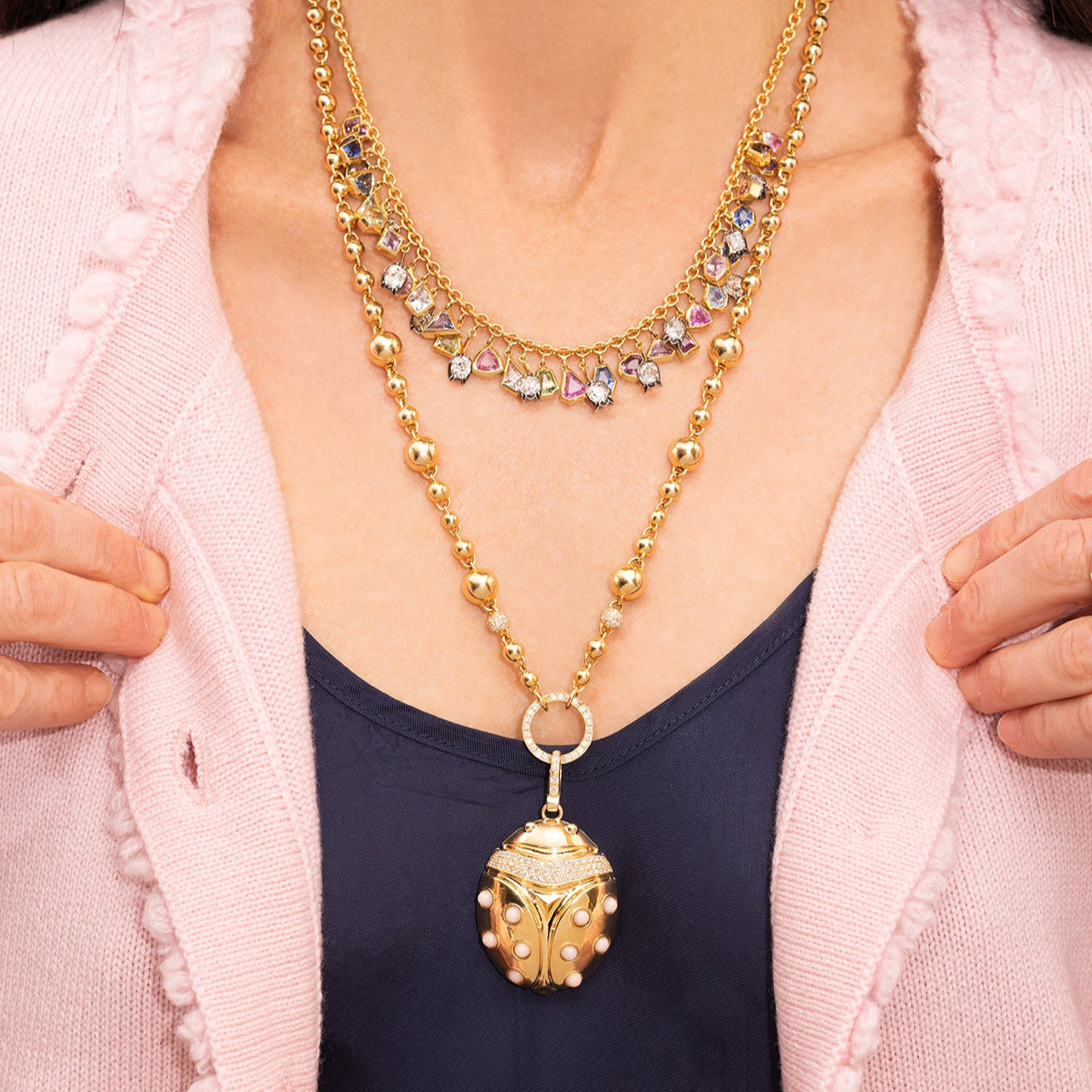 Ball Charm Chain with Diamond Clasp