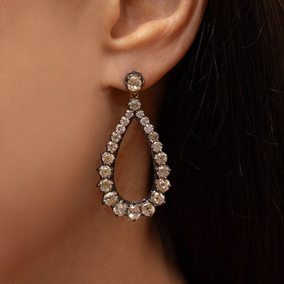 Blackened Diamond Chandelier Hoops