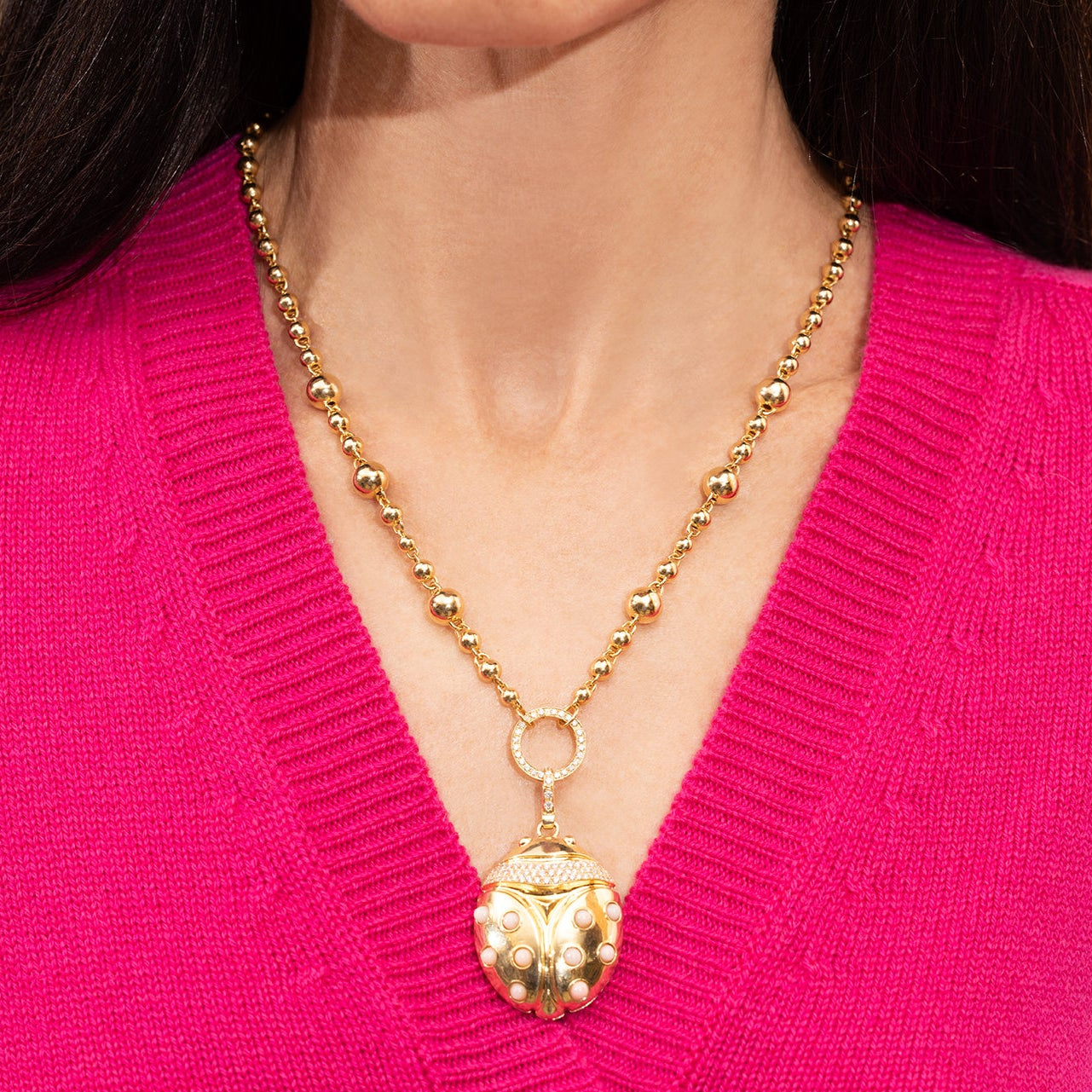 Ball Charm Chain with Diamond Clasp