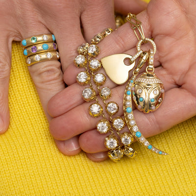 Small Mutli Stone Crescent Charm