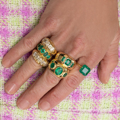 Three Stone Oval Emerald Ring