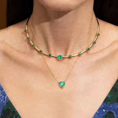 Emerald Candy Wrapper Heart Necklace