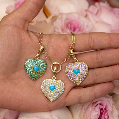 Palm Heart with Turquoise Charm
